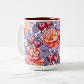 Romantische Blutungen Herz, Bläschen und Peony Zweifarbige Tasse (Vorderseite Links)