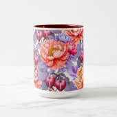 Romantische Blutungen Herz, Bläschen und Peony Zweifarbige Tasse (Mittel)