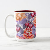 Romantische Blutungen Herz, Bläschen und Peony Zweifarbige Tasse (Links)