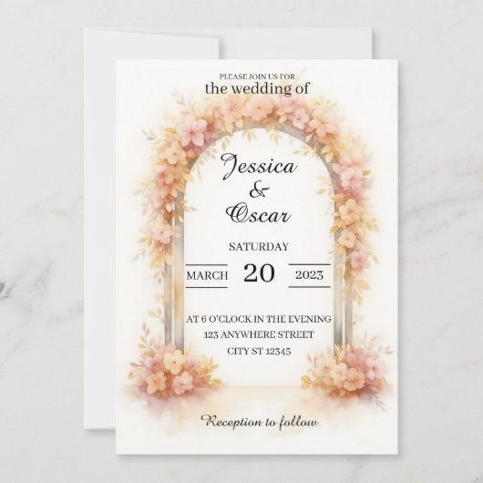 Romantische Bogenhochzeit Einladung (Vorderseite)