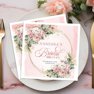 Romantische Bohemian-Blush-Pink-Blumen-Brautjungfe Serviette