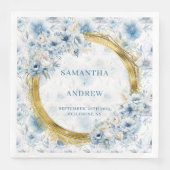 Romantische Bohemisch Dusty Blue Gold Akzente Hoch Serviette (Vorderseite)