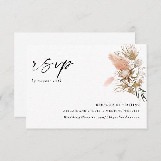 Romantische Bohemisch mit Pampas Grass RSVP Card (Vorne/Hinten)