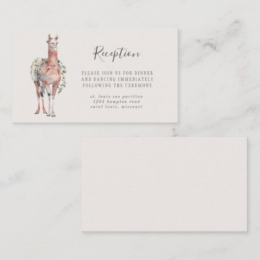 Romantische Bohemische Llama Hochzeitsempfehlung Begleitkarte (Vorne/Hinten)