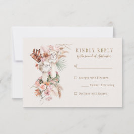 Romantische Bohemische Llama Wedding RSVP Antwort