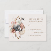 Romantische Bohemische Llama Wedding RSVP Antwort (Vorderseite)