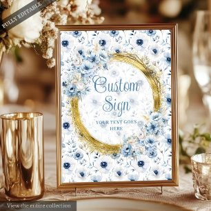 Romantische Bohemische Pastel Blue Gold Hochzeitss Poster