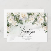 Romantische bohfarbige Rosen und Grün & Gold Dankeskarte (Vorne/Hinten)