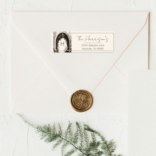 Romantische Boho Botanische Arch-Monogramm-Adresse