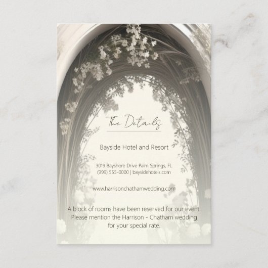 Romantische Boho Botanische Botanische Arch-Hochze Begleitkarte (Vorderseite)