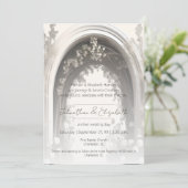 Romantische Boho Botanische Botanische Arch-Hochze Einladung (Stehend Vorderseite)