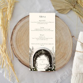 Romantische Boho Botanische Botanische Arch-Hochze Menükarte