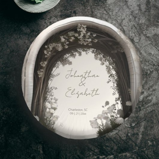 Romantische Boho Botanische Botanische Arch-Hochze Pappteller