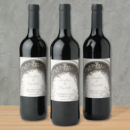 Romantische Boho Botanische Botanische Arch-Hochze Weinetikett