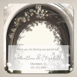 Romantische Boho Botanische Gastgeschenk Hochzeit Quadratischer Aufkleber