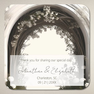 Romantische Boho Botanische Gastgeschenk Hochzeit Quadratischer Aufkleber