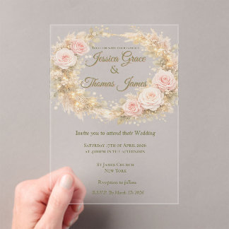 Romantische Boho Elegante Rose Acryleinladungen