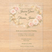 Romantische Boho Elegante Rose Acryleinladungen (Vorderseite)