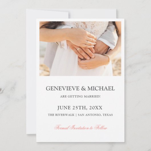 Romantische Boho Floral Arch Flat Save the Date Ka (Rückseite)