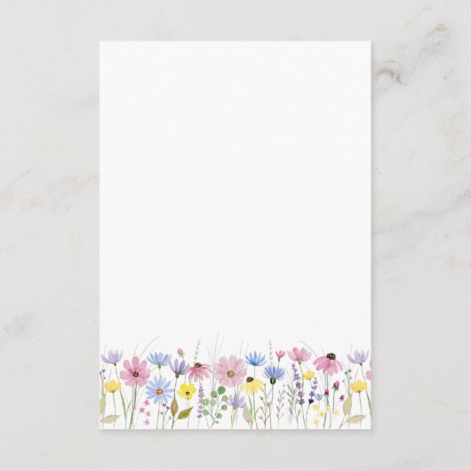 Romantische Boho Garden Wildblume Hochzeiten Detai Begleitkarte (Rückseite)
