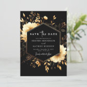 Romantische Boho Gold und Black Wedding Save The Date (Stehend Vorderseite)