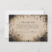 Romantische Boho-Goth-Hochzeit Dankeskarte (Vorderseite)