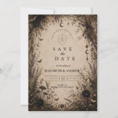 Romantische Boho-Goth-Hochzeit Save The Date (Vorderseite)