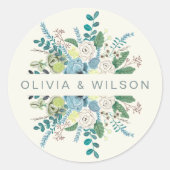 Romantische Boho handgemalte Blume Runder Aufkleber (Vorderseite)