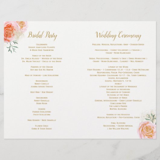 Romantische Boho-Hochzeitsprogramme (Rückseite)