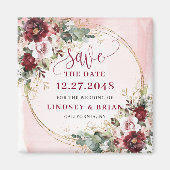 Romantische Boho Marsala Röte Gold Save the Date Magnet (Vorne)