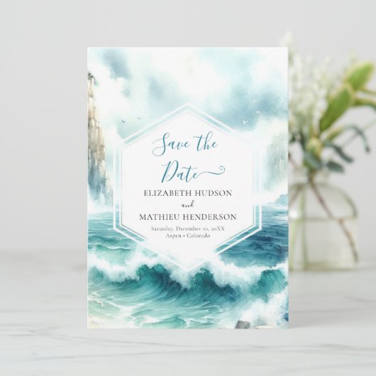 Romantische Boho Nautical Wedding Save The Date (Stehend Vorderseite)