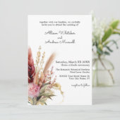 Romantische Boho Pampas Grass Wedding Einladung (Stehend Vorderseite)