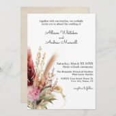 Romantische Boho Pampas Grass Wedding Einladung (Vorne/Hinten)