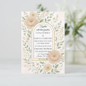 Romantische Boho Peonies & Greenery Hochzeitsfeier RSVP Karte (Stehend Vorderseite)
