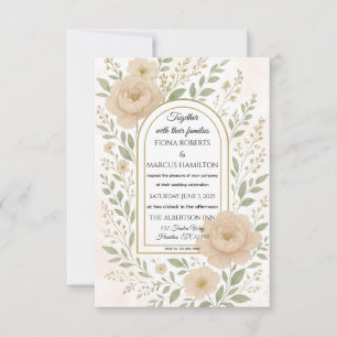 Romantische Boho Peonies & Greenery Hochzeitsfeier RSVP Karte