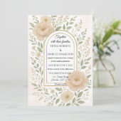 Romantische Boho Peonies & Greenery Hochzeitsfeier Save The Date (Stehend Vorderseite)