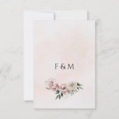 Romantische Boho Pink Peonies & Ivory Florals Wedd Dankeskarte (Rückseite)
