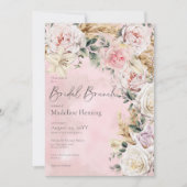 Romantische Boho Pink Roses & Pampas Bridal Brunch Einladung (Vorderseite)