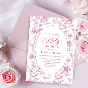 Romantische Boho-Rosa Rosen Baby Shower Einladung