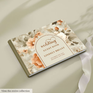 Romantische Boho-Rost-Ivory-Sage-Blumen-Hochzeit Gästebuch