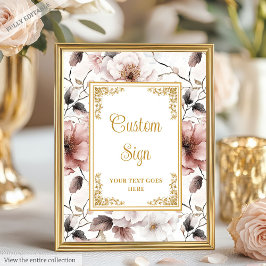 Romantische boho staubige rosa Blume Goldzeichen 8 Poster