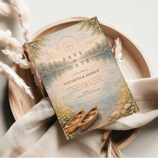 Romantische Bootsfahrt Waldhochzeit Save The Date