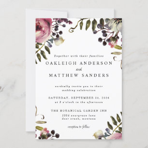 Romantische botanische Aquarellmalerei Einladung