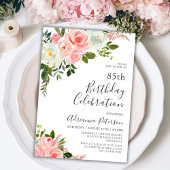 Romantische botanische Blush-Rose Floral 85. Gebur Einladung