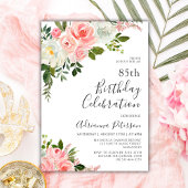 Romantische botanische Blush-Rose Floral 85. Gebur Einladung