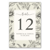Romantische botanische Daisy Empfang Tischnummer (Vorderseite)