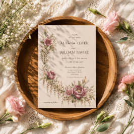 Romantische Botanische Elegante Florale Hochzeit Einladung
