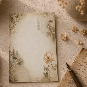 Romantische botanische Gartencollage-Ästhetik Mitteilungskarte