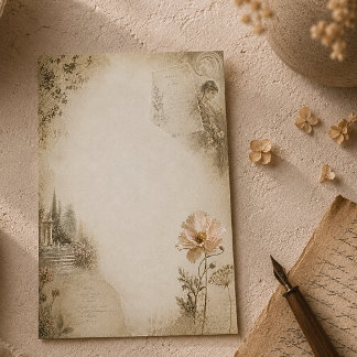 Romantische botanische Gartencollage-Ästhetik Mitteilungskarte