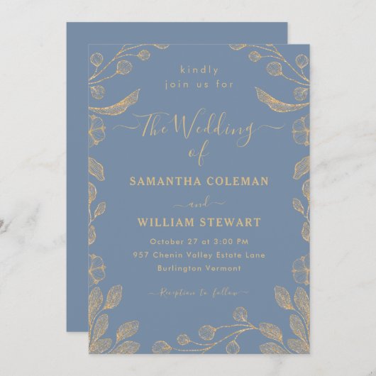 Romantische botanische Hochzeit Einladung (Vorne/Hinten)